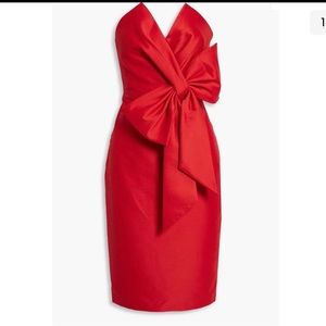 Red Big Bow Midi Formal Evening Party Dress